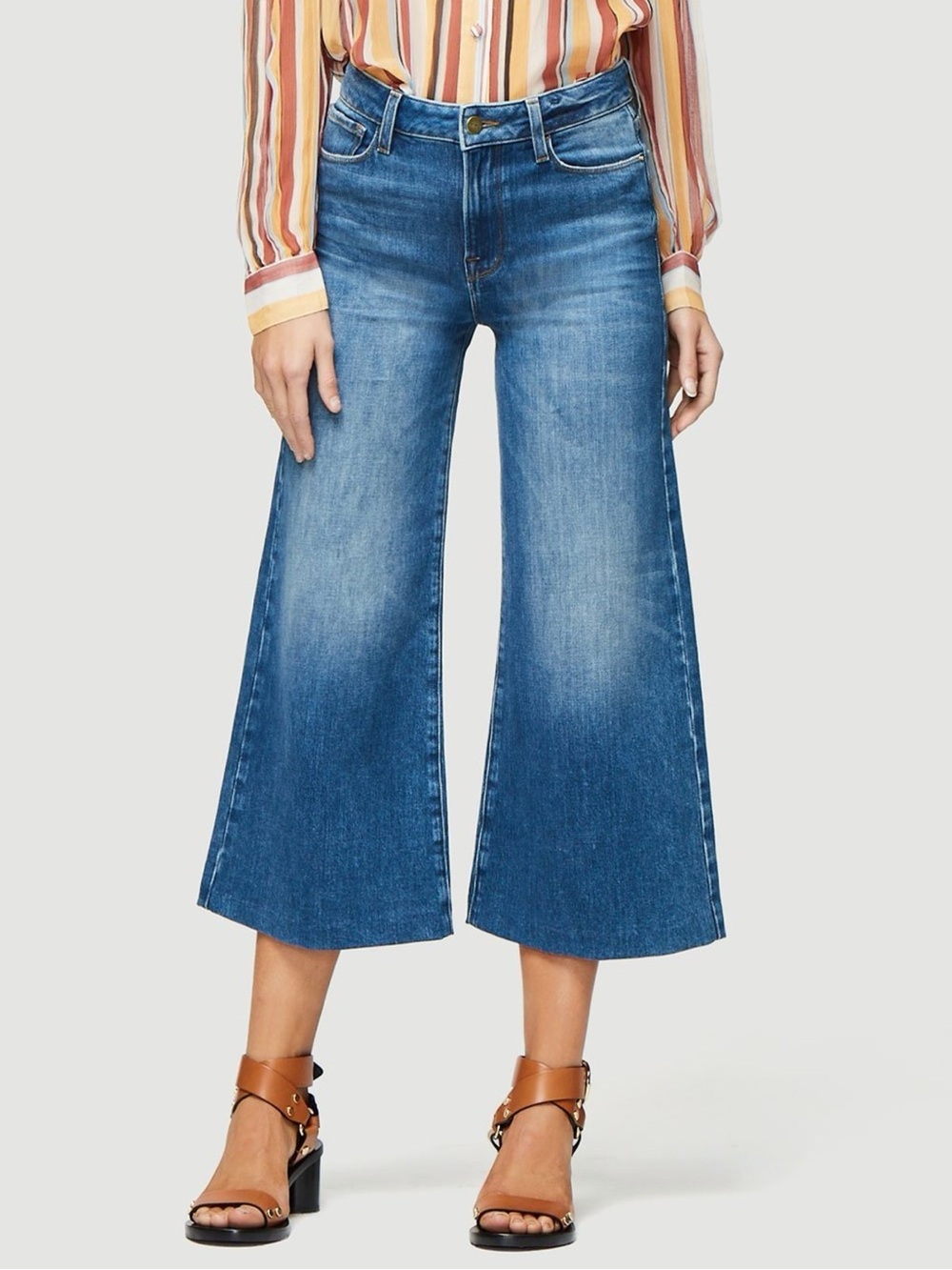 Frame | Le Vintage Crop Blue Wide-Leg Denim Jeans